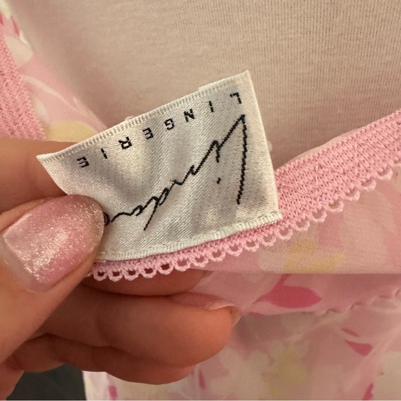 Vintage Linda Floral Pink Women's chemise slip M coquette fairy feminine - Picture 6 of 7